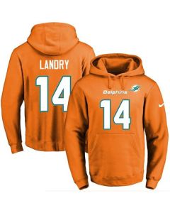 Dolphins #14 Jarvis Landry Orange Name & Number Pullover NFL Hoodie