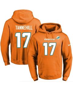 Dolphins #17 Ryan Tannehill Orange Name & Number Pullover NFL Hoodie