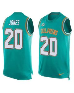 Dolphins #20 Reshad Jones Aqua Green Team Color Men's Stitched NFL Limited Tank Top Jersey