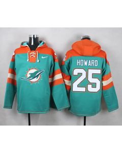 Dolphins #25 Xavien Howard Aqua Green Player Pullover NFL Hoodie