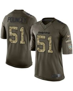 Dolphins #51 Mike Pouncey Green Youth Stitched NFL Limited Salute to Service Jersey