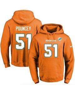 Dolphins #51 Mike Pouncey Orange Name & Number Pullover NFL Hoodie