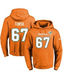 Dolphins #67 Laremy Tunsil Orange Name & Number Pullover NFL Hoodie