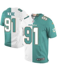 Dolphins #91 Cameron Wake Aqua Green/White Men's Stitched NFL Elite Split Jersey