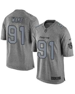 Dolphins #91 Cameron Wake Gray Men's Stitched NFL Limited Gridiron Gray Jersey