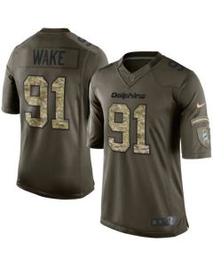 Dolphins #91 Cameron Wake Green Youth Stitched NFL Limited Salute to Service Jersey