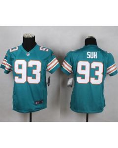 Dolphins #93 Ndamukong Suh Aqua Green Alternate Youth Stitched NFL Elite Jersey