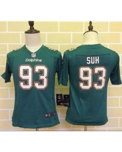 Dolphins #93 Ndamukong Suh Aqua Green Team Color Youth Stitched NFL Elite Jersey