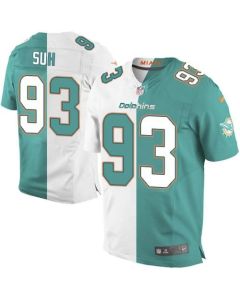 Dolphins #93 Ndamukong Suh Aqua Green/White Men's Stitched NFL Elite Split Jersey