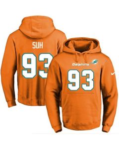 Dolphins #93 Ndamukong Suh Orange Name & Number Pullover NFL Hoodie