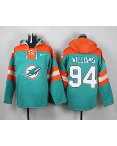 Dolphins #94 Mario Williams Aqua Green Player Pullover NFL Hoodie
