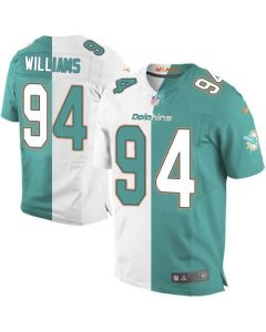 Dolphins #94 Mario Williams Aqua Green/White Men's Stitched NFL Elite Split Jersey