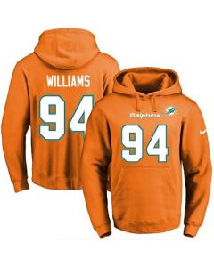 Dolphins #94 Mario Williams Orange Name & Number Pullover NFL Hoodie