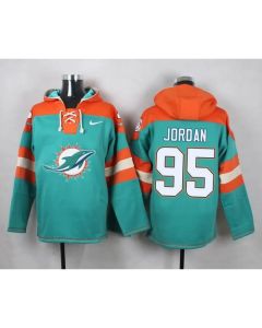 Dolphins #95 Dion Jordan Aqua Green Player Pullover NFL Hoodie