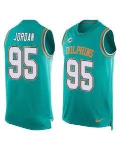 Dolphins #95 Dion Jordan Aqua Green Team Color Men's Stitched NFL Limited Tank Top Jersey