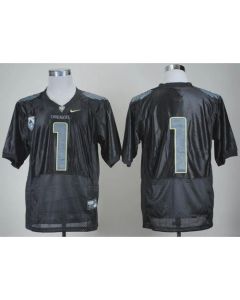 Ducks #1 Fan Black With PAC-12 Patch Stitched NCAA Jersey