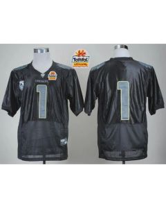 Ducks #1 Fan Black With PAC-12 Patch Tostitos Fiesta Bowl Stitched NCAA Jersey