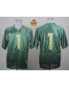 Ducks #1 Fan Green With PAC-12 Patch Tostitos Fiesta Bowl Stitched NCAA Jersey