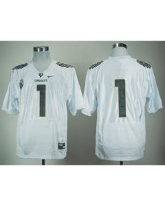 Ducks #1 Fan White With PAC-12 Patch Stitched NCAA Jersey