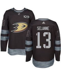 Ducks #13 Teemu Selanne Black 1917-2017 100th Anniversary Stitched NHL Jersey