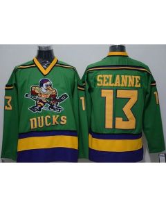 Ducks #13 Teemu Selanne Green CCM Throwback Stitched NHL Jersey