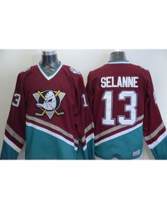 Ducks #13 Teemu Selanne Red CCM Throwback Stitched NHL Jersey