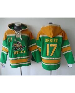 Ducks #17 Ryan Kesler Green Sawyer Hooded Sweatshirt Stitched NHL Jersey