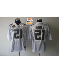Ducks #21 LaMichael James White Tostitos Fiesta Bowl Stitched NCAA Jersey