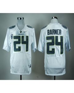 Ducks #24 Kenjon Barner White With PAC-12 Patch Stitched NCAA Jersey