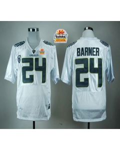 Ducks #24 Kenjon Barner White With PAC-12 Patch Tostitos Fiesta Bowl Stitched NCAA Jersey