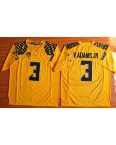Ducks #3 Vernon Adams Jr. Olive Yellow Stitched NCAA Jersey