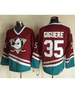 Ducks #35 Jean-Sebastien Giguere Red CCM Throwback Stitched NHL Jersey