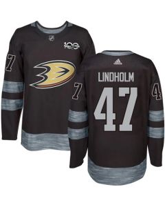 Ducks #47 Hampus Lindholm Black 1917-2017 100th Anniversary Stitched NHL Jersey