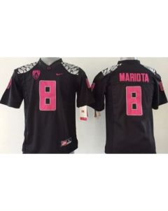 Ducks #8 Marcus Mariota Black(Pink NO.) Stitched Youth NCAA Jersey