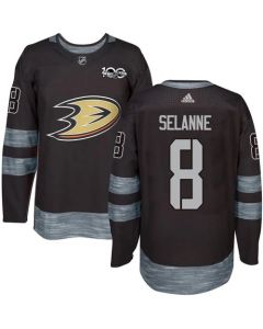 Ducks #8 Teemu Selanne Black 1917-2017 100th Anniversary Stitched NHL Jersey