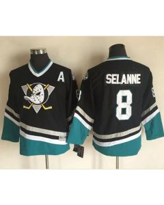 Ducks #8 Teemu Selanne Black CCM Throwback Youth Stitched NHL Jersey