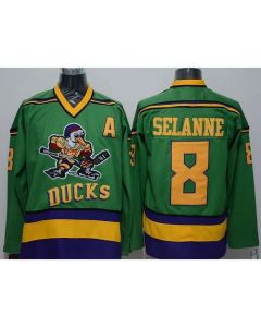 Ducks #8 Teemu Selanne Green CCM Throwback Stitched NHL Jersey