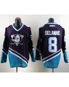 Ducks #8 Teemu Selanne Purple/Turquoise CCM Throwback Stitched NHL Jersey