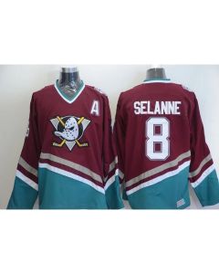 Ducks #8 Teemu Selanne Red CCM Throwback Stitched NHL Jersey