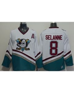Ducks #8 Teemu Selanne White CCM Throwback Stitched NHL Jersey
