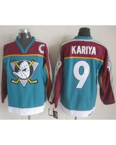 Ducks #9 Paul Kariya Red/Turquoise CCM Throwback Stitched NHL Jersey