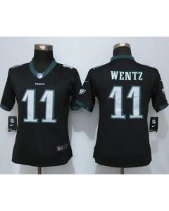 Eagles #11 Carson Wentz Black Alternate Women's Stitched NFL New Limited Jersey