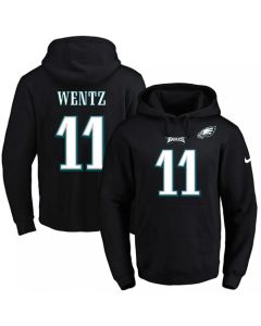 Eagles #11 Carson Wentz Black Name & Number Pullover NFL Hoodie