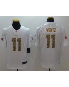 Eagles #11 Carson Wentz White Men's Stitched NFL Limited Salute to Service Jersey