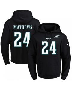 Eagles #24 Ryan Mathews Black Name & Number Pullover NFL Hoodie