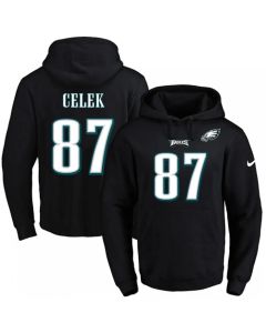 Eagles #87 Brent Celek Black Name & Number Pullover NFL Hoodie