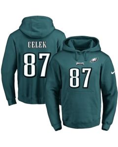 Eagles #87 Brent Celek Midnight Green Name & Number Pullover NFL Hoodie