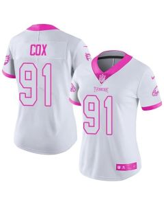 Eagles #91 Fletcher Cox White/Pink Women's Stitched NFL Limited Rush Fashion Jersey