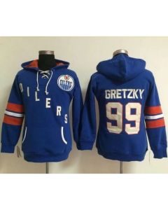 Edmonton Oilers #99 Wayne Gretzky Light Blue Women's Old Time Heidi NHL Hoodie