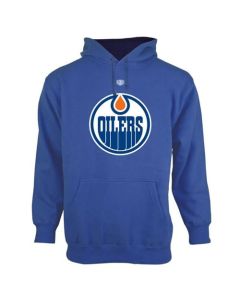 Edmonton Oilers Old Time Hockey Big Logo with Crest Pullover Hoodie Royal Blue